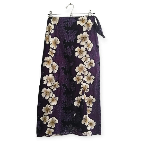 Hilo Hattie Hawaiian Purple Hibiscus Flower Sarong Wrap Skirt Adjustable XS - Picture 14 of 14